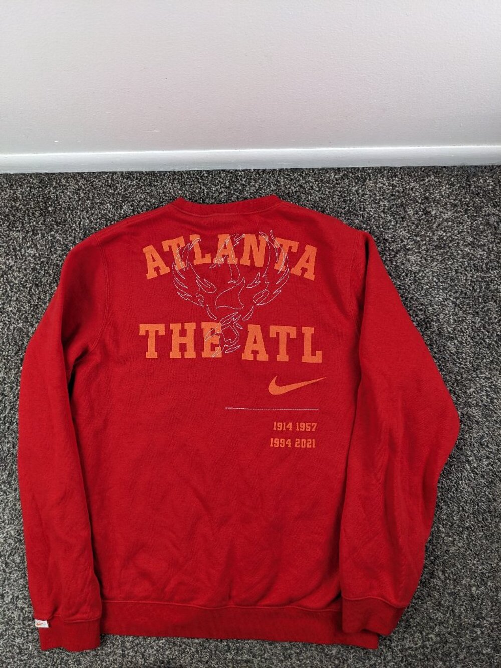 2022 Atlanta Braves Sweatshirt Nike Fleece Lined Crewneck Pullover Mens Medium
